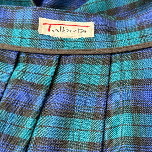 Talbots Women's Vintage-Style Pleated Fringe Detail Wrap Skirt, Green&Blue Sz12 - Picture 2 of 5